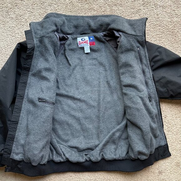 Dattco Jacket Mens Medium Full Zip Fleece Lined Black Mock Neck Nylon Game - Picture 3 of 11